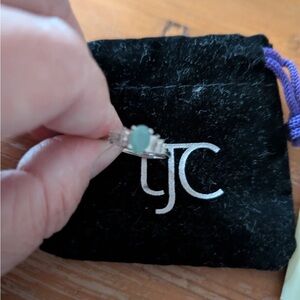 Silver and Green Gemstone Ring